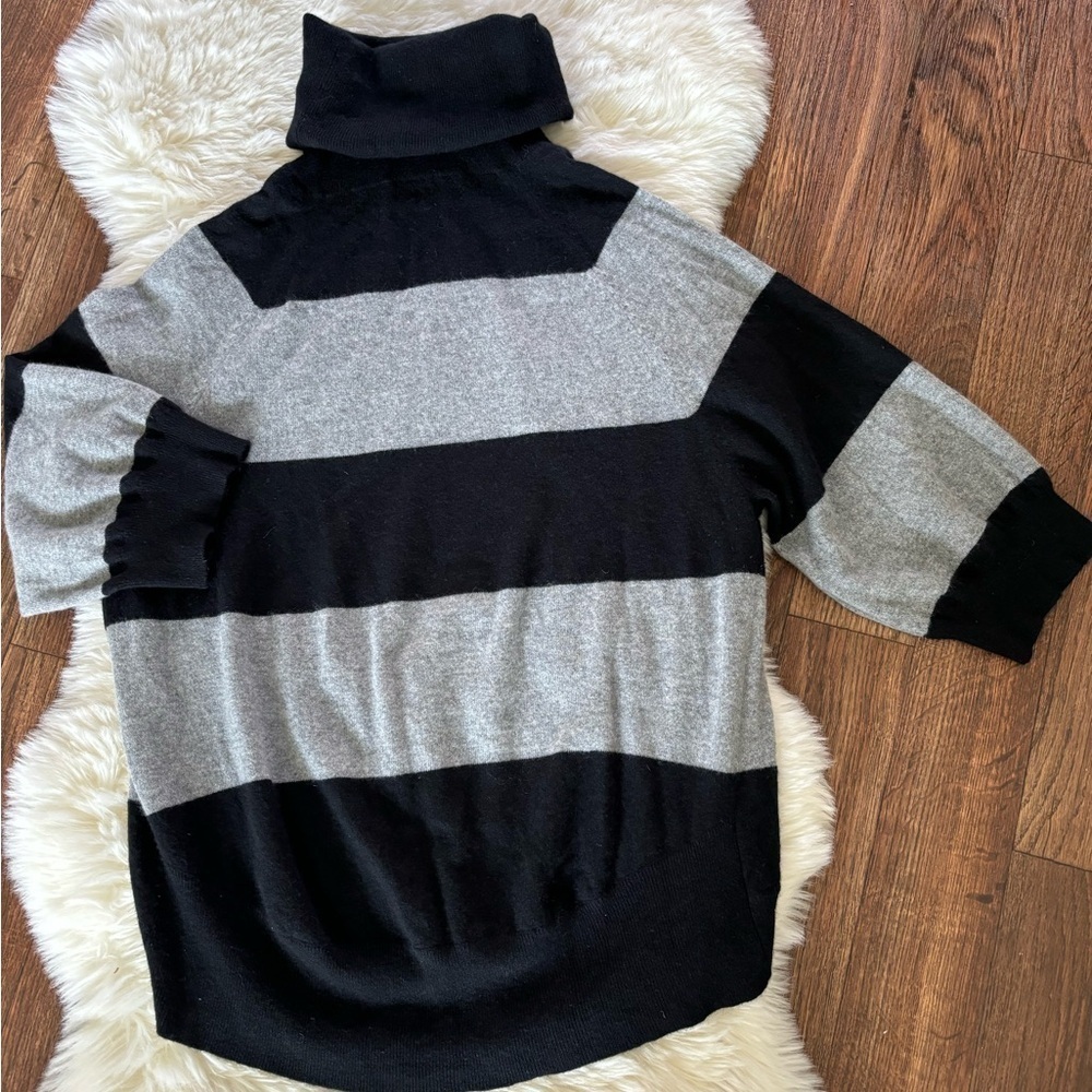 Women's Black and Gray Striped Sweater - Picture 9 of 10